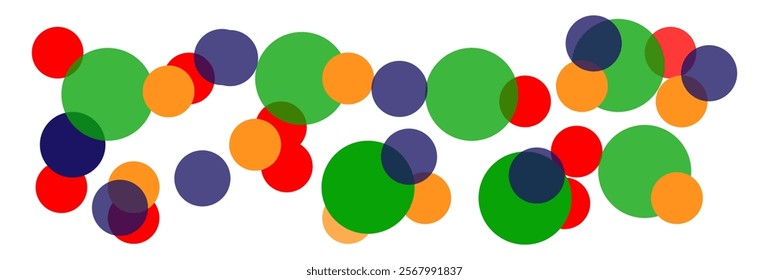 Overlapping circles in varying sizes and bright different colors. Working with statistics and information. Multicolored crossed circles. Flat vector collection, eps10 55