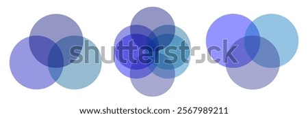  overlapping circles visualize relationships and connections. The Venn diagram includes solid and line charts for easy understanding.  circles are overlapping each other, eps10