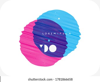 Overlapping circles in white background. Abstract striped element with optical illusion. Vector illustration with dynamic effect. 