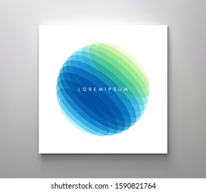 Overlapping circles in white background. Design element. Vector illustration with dynamic effect. 