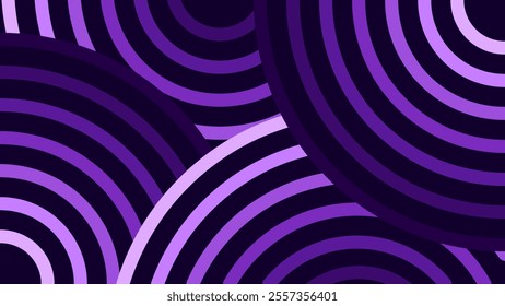  An overlapping circular motif in shades of purple and violet. Perfect for abstract art backdrops, posters, or decorative wall stickers, emphasizing sophistication and creativity.