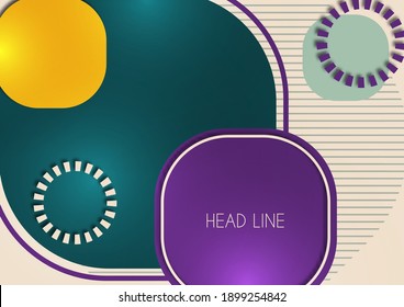 Overlapping circular squares form a geometric abstract background composition. Design template for wallpaper, banner, background, card, illustration, landing page, cover, poster, flyer. Vector