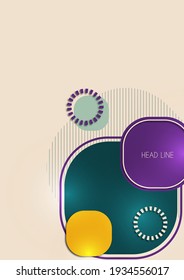 Overlapping circular squares form a geometric abstract background composition. Design template for wallpaper, banner, background, card, illustration, landing page, cover, poster, flyer. Vector