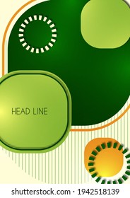 Los cuadrados circulares que se superponen forman una composición de fondo abstracto geométrica. Plantilla de diseño para papel pintado, banner, fondo, tarjeta, ilustración, página de inicio, portada, afiche, volante. Vector 
