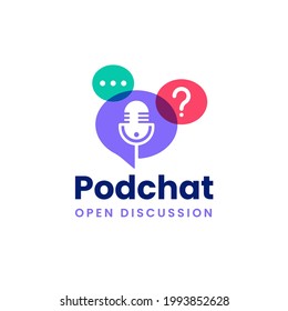 overlapping color modern bubble chat podcast logo
