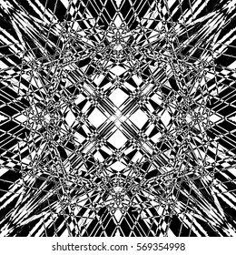 Overlapping color stripes, from multiple perspectives, in black and white