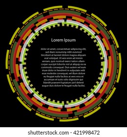 Overlapping colorful circles on black ad ready for text