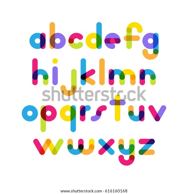 Overlapping Colorful Rounded Flat Font Vector Stock Vector (Royalty ...