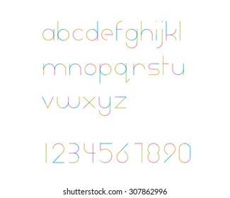 overlapping colorful rounded line font - thin