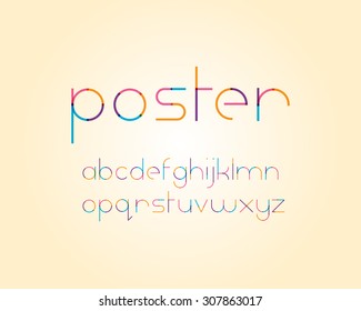 overlapping colorful sharp edge line font - Thin