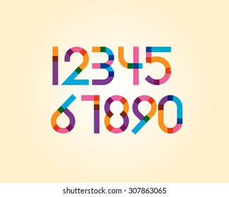 Overlapping Colorful Sharp Edge Line Font - Bold Numeric