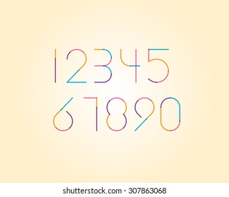 overlapping colorful sharp edge line font - Thin numeric