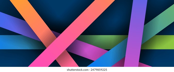 Überlappende bunte Streifen Papierhintergrund. Ideal für Bildschirmhintergrund, Website, Poster, etc.
