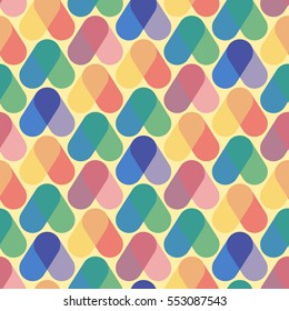 Overlapping colors. Colorful seamless pattern. Simple geometry design retro style