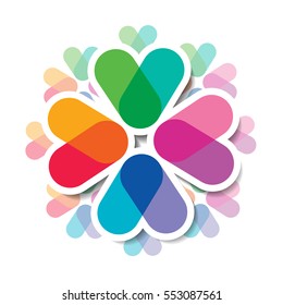 Overlapping colors. Modern bright geometry design. 