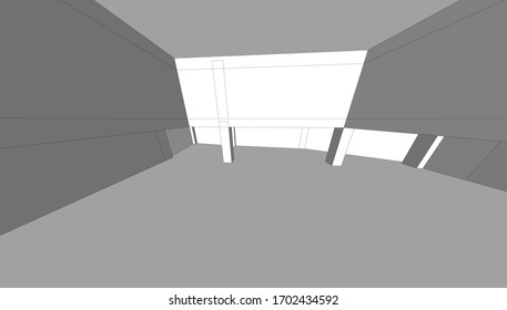 
Overlapping and columns composition, 3d rendering, design project.