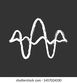 Overlapping curves, waves chalk icon. Vibration, noise amplitude level. Music, stereo frequency. Audio, digital soundwaves. DJ soundtrack playing. Isolated vector chalkboard illustration