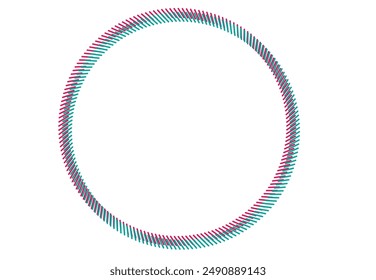 Overlapping Dashed Line in Cyan and Magenta Color. Editable Clip Art.