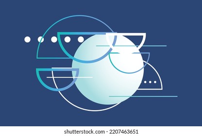 Overlapping Design elements on Blue Background