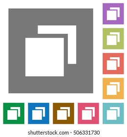 Overlapping elements flat icons on simple color square background.