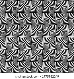 Overlapping fans pattern design, art deco inspired, seamless vector background design