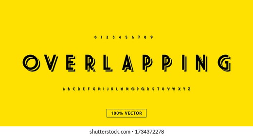 Overlapping fonts technology typography alphabet fonts with layered and lines style. Strong, elegant power letter font. Vector illustration