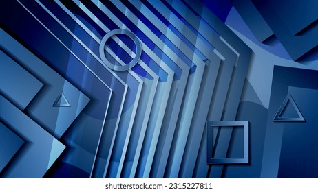 Overlapping geometric contours, shapes, stripes, surfaces form a beautiful composition. Template for posters, blog design, presentations, business cards and your other projects. Vector.