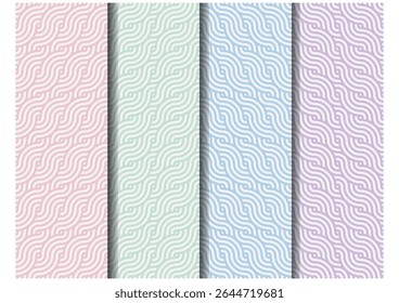 Overlapping geometric curve and circle pattern in soft pastel colors. Japanese traditional seamless pattern. Vector illustration for fabric, wallpaper, tiles and other decorative applications.