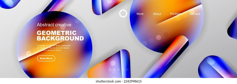Overlapping geometric shapes background. 3D shadow effects and fluid gradients. Modern abstract forms