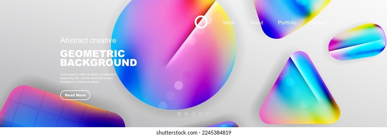 Overlapping geometric shapes background. 3D shadow effects and fluid gradients. Modern abstract forms