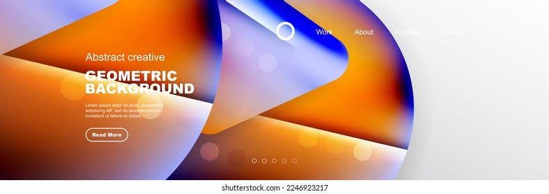Overlapping geometric shapes background. 3D shadow effects and fluid gradients. Modern abstract forms