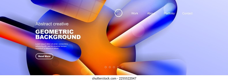Overlapping geometric shapes background. 3D shadow effects and fluid gradients. Modern abstract forms