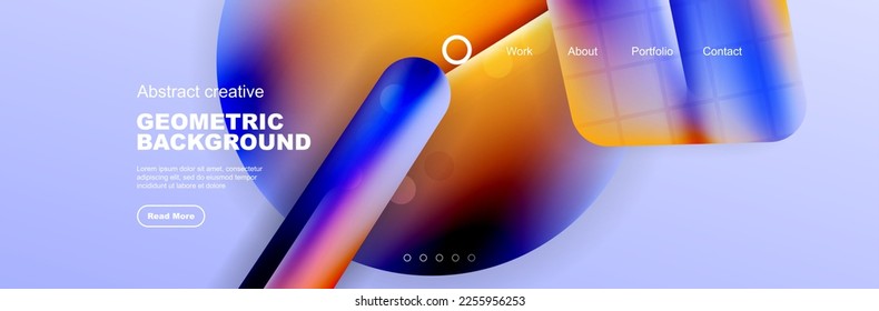 Overlapping geometric shapes background. 3D shadow effects and fluid gradients. Modern abstract forms