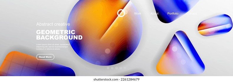 Overlapping geometric shapes background. 3D shadow effects and fluid gradients. Modern abstract forms