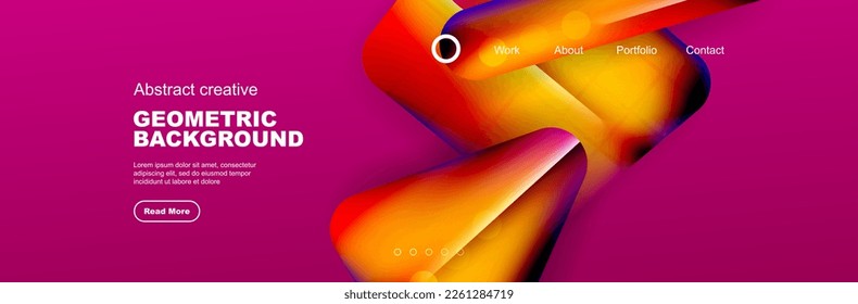 Overlapping geometric shapes background. 3D shadow effects and fluid gradients. Modern abstract forms