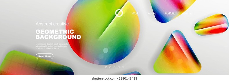Overlapping geometric shapes background. 3D shadow effects and fluid gradients. Modern abstract forms