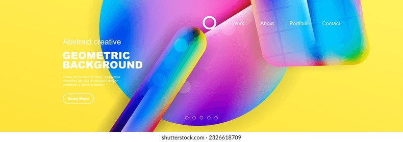 Overlapping geometric shapes background. 3D shadow effects and fluid gradients. Modern abstract forms