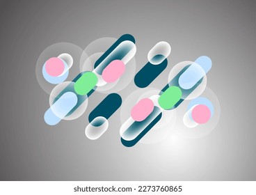 Formas geométricas y círculos superpuestos. Elegante diseño tecnológico de moda para presentaciones de negocios o tecnología, afiches de internet o portadas de folletos web. Ilustración del vector