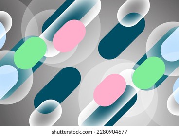 Formas geométricas y círculos superpuestos. Elegante diseño tecnológico de moda para presentaciones de negocios o tecnología, afiches de internet o portadas de folletos web. Ilustración del vector