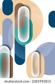 Overlapping geometric shapes and circles. Stylish trendy techno design background for business or technology presentations, internet posters or web brochure covers. Vector illustration