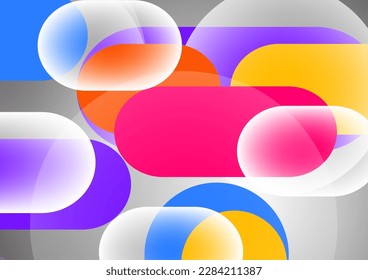 Überlappen geometrischer Formen und Kreise. Stylische Technologie-Design-Hintergrund für Geschäfts- oder Technologievorträge, Internet-Plakate oder Web-Broschüren. Vektorgrafik