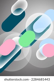 Overlapping geometric shapes and circles. Stylish trendy techno design background for business or technology presentations, internet posters or web brochure covers. Vector illustration