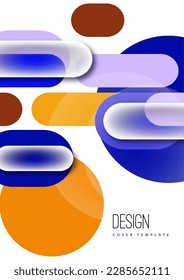 Overlapping geometric shapes and circles. Stylish trendy techno design background for business or technology presentations, internet posters or web brochure covers. Vector illustration