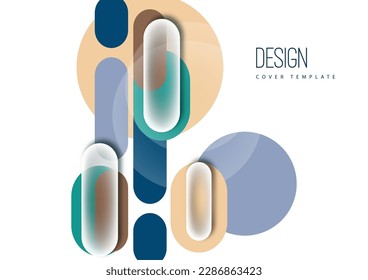Formas geométricas y círculos superpuestos. Elegante diseño tecnológico de moda para presentaciones de negocios o tecnología, afiches de internet o portadas de folletos web. Ilustración del vector