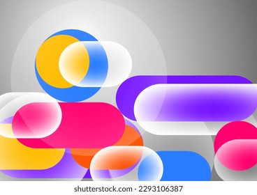 Formas geométricas y círculos superpuestos. Elegante diseño tecnológico de moda para presentaciones de negocios o tecnología, afiches de internet o portadas de folletos web. Ilustración del vector