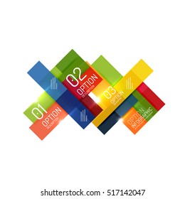 Overlapping geometric shapes composition. Vector business infographics, option select