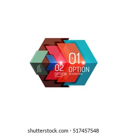 Overlapping geometric shapes composition. Vector business infographics, option select