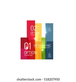 Overlapping geometric shapes composition. Vector business infographics, option select