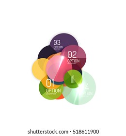 Overlapping geometric shapes composition. Vector business infographics, option select
