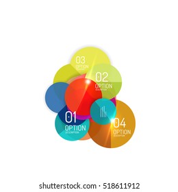 Overlapping geometric shapes composition. Vector business infographics, option select